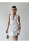 JDR Marlyn Sırt Dekolteli Mini Elbise Beyaz