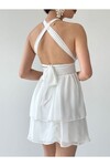 JDR Marlyn Sırt Dekolteli Mini Elbise Beyaz
